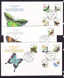 Australia 1983 Butterflies THREE First Day Cover - Murgon Qld 4605 - Picture 1 of 1