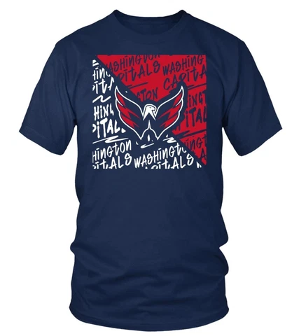 WASHINGTON CAPITALS NAVY DIVIDE T SHIRT GIFT FOR MEN WOMEN ALL SIZE S-3XL Cover