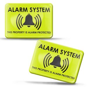 2 x 3D Silicone Stickers Alarm System Door Wall Gate Sign Warning Protection