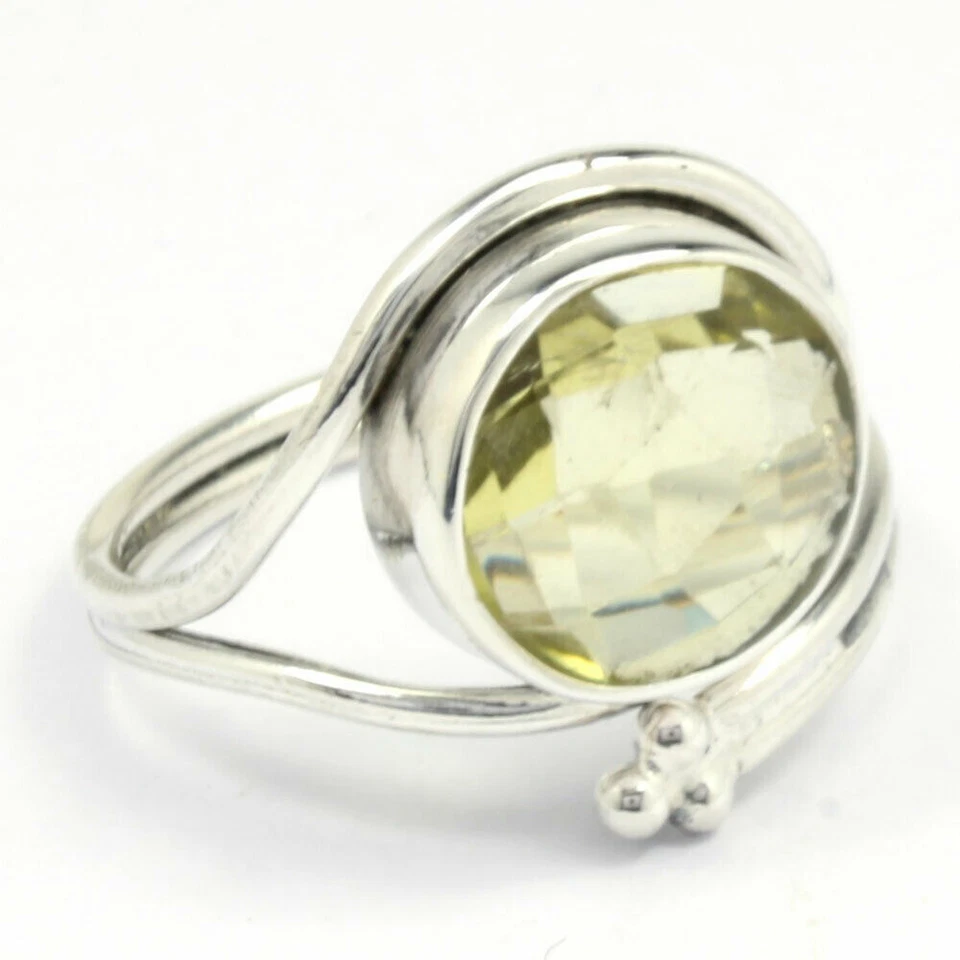 Anillo de piedras preciosas de cuarzo limón de plata esterlina 925 maciza hecho a mano para mujer joyería regalo Foto 1 de 1