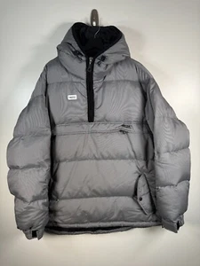 Eddie Bauer Ebtek Men 1/4 Zip Hooded Goose Down Puffer Jacket Gray Sz XL 28.5x33 - Picture 1 of 13