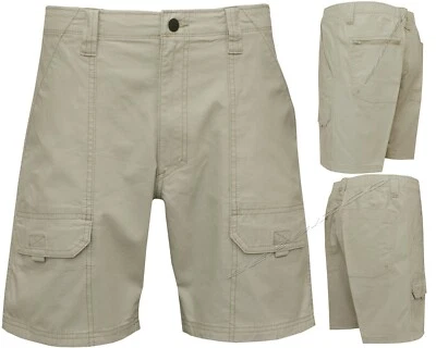 "Pantalones cortos de carga para hombre 6 bolsillos pretina flexible clásica mezcla de algodón tienda antigua 30""- 48" Foto 1 de 4