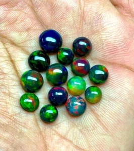 Natural Ethiopian Black Opal Round Cabochon Loose Gemstone 3 mm 5pcs Lot - Picture 1 of 6