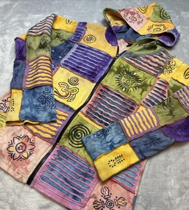 Chaqueta con Capucha Rising International Patchwork Mujer XL Cremallera Completa Hippie Boho - Imagen 1 de 12