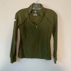 Descente Damen Viertelreißverschluss Langarm Pullover Activewear Oberteil Grün Größe 4 - Bild 1 von 7