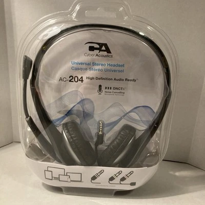 Cyber Acoustics AC-204 Silver/Black Headband Headsets - Image 1 of 4