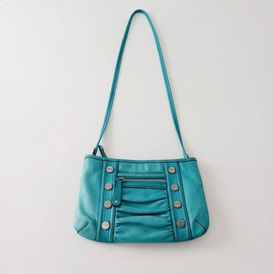 Bolso Bandolera Bolso B. Makowsky Cuero Azul Estampado Leopardo Tachonado Frontal Foto 1 de 4