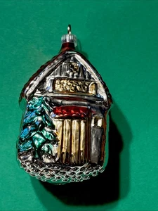 Vintage Blown Glass Christmas Ornament Figural Cottage Hand Painted West Germany - Picture 1 of 7