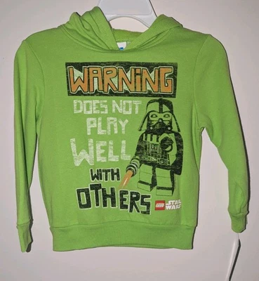 Boys Lego Star Wars Darth Vader Green Sweatshirt Hoodie Size 4 NWT DOES NOT PLAY - Image 1 of 4