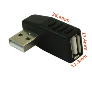 USB 2.0 LEFT Facing A Male to A Female 90 Degree Right Angle Adapter - Picture 1 of 2