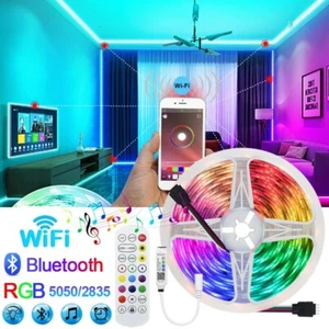 LED Strip Lights Bluetooth RGB 5-30M Changing Tape Cabinet Lighting Kitchen TV - Picture 1 of 9