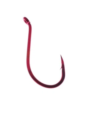 55ct Lot Daiichi Red Octopus Offset Walleye Hooks Red, Size 8 Bleeding Bait Wide - Image 1 of 4