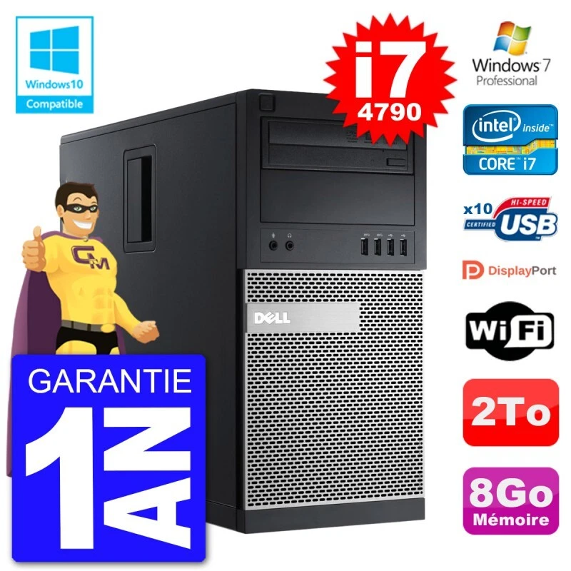 PC Tour DELL 9020 Intel Core I7-4790 RAM 8Go Disque Dur 2To Graveur DVD Wifi W7 - Photo 1/1
