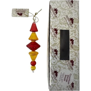 EGYPTIAN MUSEUM Ornament 2-Tone Glass Christmas Red Gold Scalloped Swirl 5.5" - Picture 1 of 13