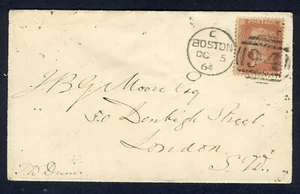 GB Queen Victoria 1864 COVER 1d Red BOSTON (LINCOLNSHIRE) to LONDON VFU - Picture 1 of 2