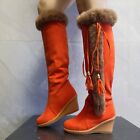 Women's Large Size Snow Boots Wedge Heel Mid-barrel Rabbit Fur Warmth