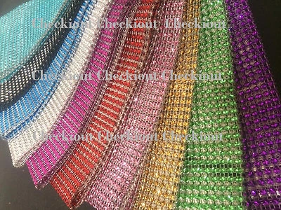 Suministros de decoración de bodas de 4,5" x 1 yarda envolturas de diamantes de imitación cinta malla Foto 1 de 3