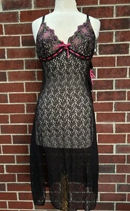 NWT Madison Intimates 2 Piece Nightgown With G String Black Lingerie Size L - Picture 1 of 10