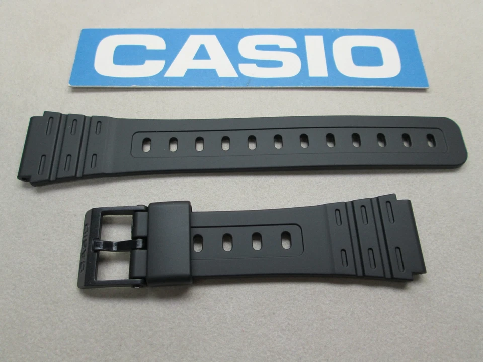 Genuine Casio W-59 W-64 W-85 F-91 Jc30 Black Resin Rubber Watch Band Strap 18mm