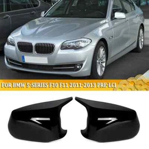 2x Gloss Black Side Mirror Cover Caps For BMW 5-Series F10 F11 2010-2013 Pre-LCI - Picture 1 of 15