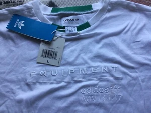 NWT Adidas Women's Equipment Trefoil White Cotton T-shirt size L - Picture 1 of 11