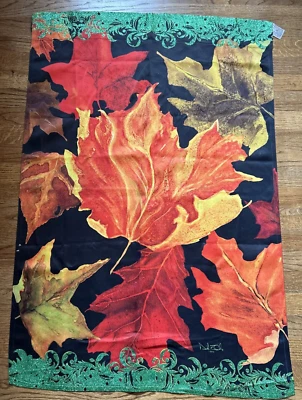 2012 - NEW LG EVERGREEN DOUBLE SIDED WELCOME FLAG  FALL LEAVES 28X42 - signed - Image 1 of 4