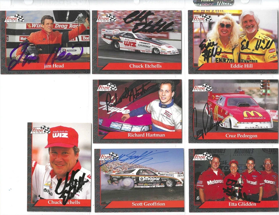 1993 Finish Line NHRA-Auto NOT from/pack-Eddie Hill/Ercie Hill-1 CARD-DUAL AUTOS - Image 1 of 1