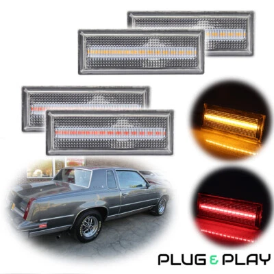 For 81-88 Oldsmobile Cutlass 442 Front & Rear LED Side Bumper Marker Clear Lens - Image 1 of 4