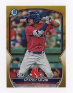 Bowman 2023 cromo Marcelo Mayer novato RC refractor dorado #/50 Boston Red Sox 20 - Imagen 1 de 2