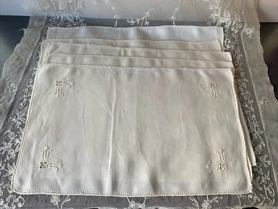 VTG Lot Of 5 Cream Beige Cutwork Embroidered Placemats 16” x 10” - Image 1 of 4