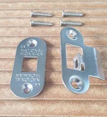 National Hickman chrome internal door standard latch face plate with fixings - Image 1 of 4