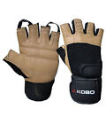 Kobo Cotton Gym Gloves For Weight Lifting & Fitness Black & Brown Color XL Size