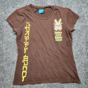 Vintage Jim Benton Happy Bunny Shirt Girls Large Brown Kinda Cute Kinda Mean - Picture 1 of 14