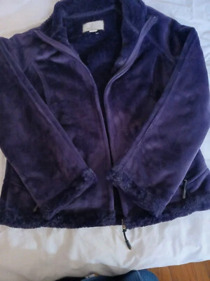 Womens Green Tea Faux Fur  Purple Plush Jacket Medium - Image 1 of 4