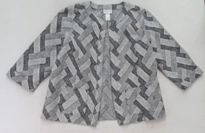 Suéter para mujer Alfred Dunner talla L gris geométrico manga 3/4 cárdigan suave Foto 1 de 4