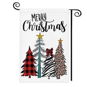 Merry Christmas Tree Garden Flag: Farmhouse Christmas Decorations Outdoor Yard - Picture 1 of 7
