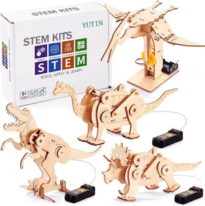 Dinosaur STEM Kits for Kids Ages 6-8-10-12, 4 in 1 Wood Building Toys for... - Picture 1 of 9
