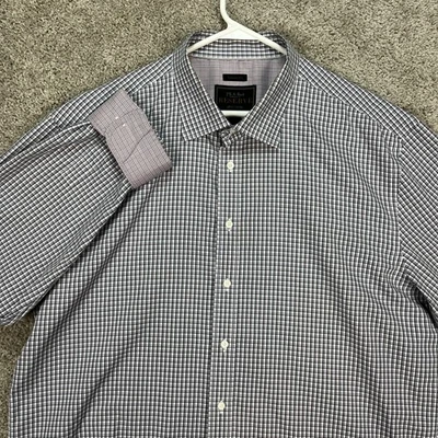 Camisa Jos A Bank Reserve Para Hombres A Cuadros Manga Larga 2XL Ajuste A Medida Puño Abatible Foto 1 de 4
