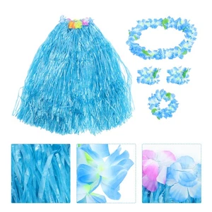 1 Set Hawaii Party Props Simulazione Ghirlanda Mare Spiaggia Vacanze Gonna di Paglia - Foto 1 di 12