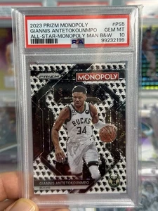 2023-24 Prizm Monopoly Giannis Antetokounmpo Black & White SSP PSA 10 Bucks - Bild 1 von 2