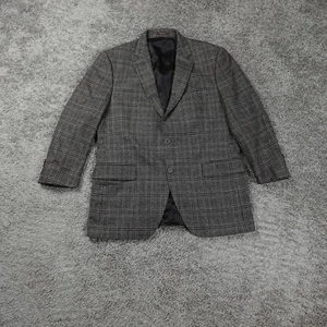 Peter Millar Blazer Mens 42R Gray Plaid Wool Unstructured Jacket Sport Coat - Picture 1 of 16
