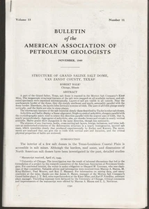 Structure of Grand Saline Salt Dome, Van Zandt County, Texas. Bulletin of AAPG - Imagen 1 de 1