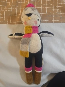 Cuddle And Kind Everest Penguin Pink Gray Scarf Hat Hand Knit Plush Doll Peru - Picture 1 of 9