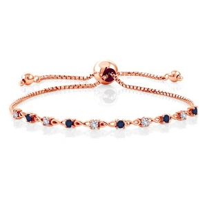0.55 Ct White Created Sapphire Sapphire 18K Rose Gold Plated Silver Bracelet - Picture 1 of 3
