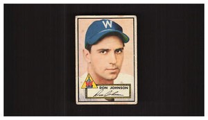 1952 TOPPS DON JOHNSON 190 FAIR RC BASEBALL WASHINGTON SENATORS