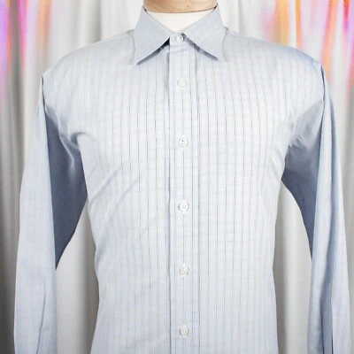 Camisa de vestir ROBERT TALBOTT azul negro gris blanco a cuadros a cuadros para hombre talla 15,5 Foto 1 de 4