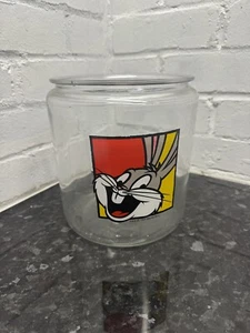1994 Bugs Bunny Glass Cookie Jar 8" Warner Bro Large Glass Vintage Cartoon - Picture 1 of 3