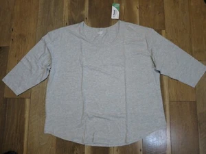 Lands' End Women's Gray Cotton Stretch U Neck 3/4 Sleeve Jersey Tunic Sz 2X NWT - Picture 1 of 13