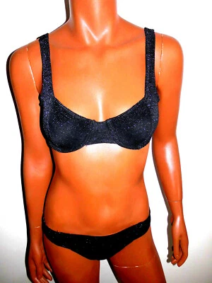Bikini Bademode Strandmode Urlaub 38 Schwarz Silberakzende Neu - Bild 1 von 4