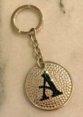Raro Llavero JUDITH LEIBER, Letra A, Negro Cistal, Blanco, Plata - ¡NUEVO! Foto 1 de 4